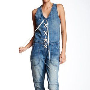 BLANKNYC Lace up Denim Jumpsuit